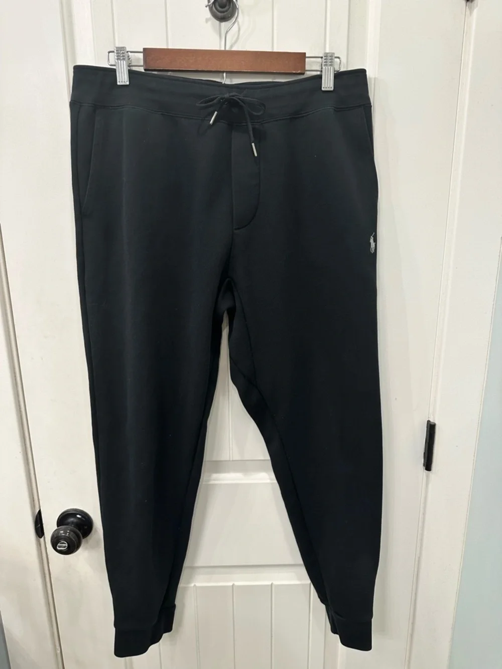 Polo Ralph Lauren Black Joggers Sweatpants Embroidered Pony Men's Size Large L